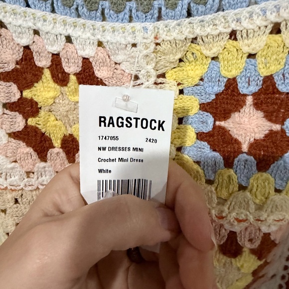 New In Ragstock Crochet Mini Dress - Colorful Granny Square Patchwork Size: S/M - Picture 2 of 12